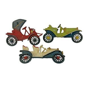 Vintage Midwest Cast Aluminum Wall Hanging Plaques Car Collectibles Set of 3